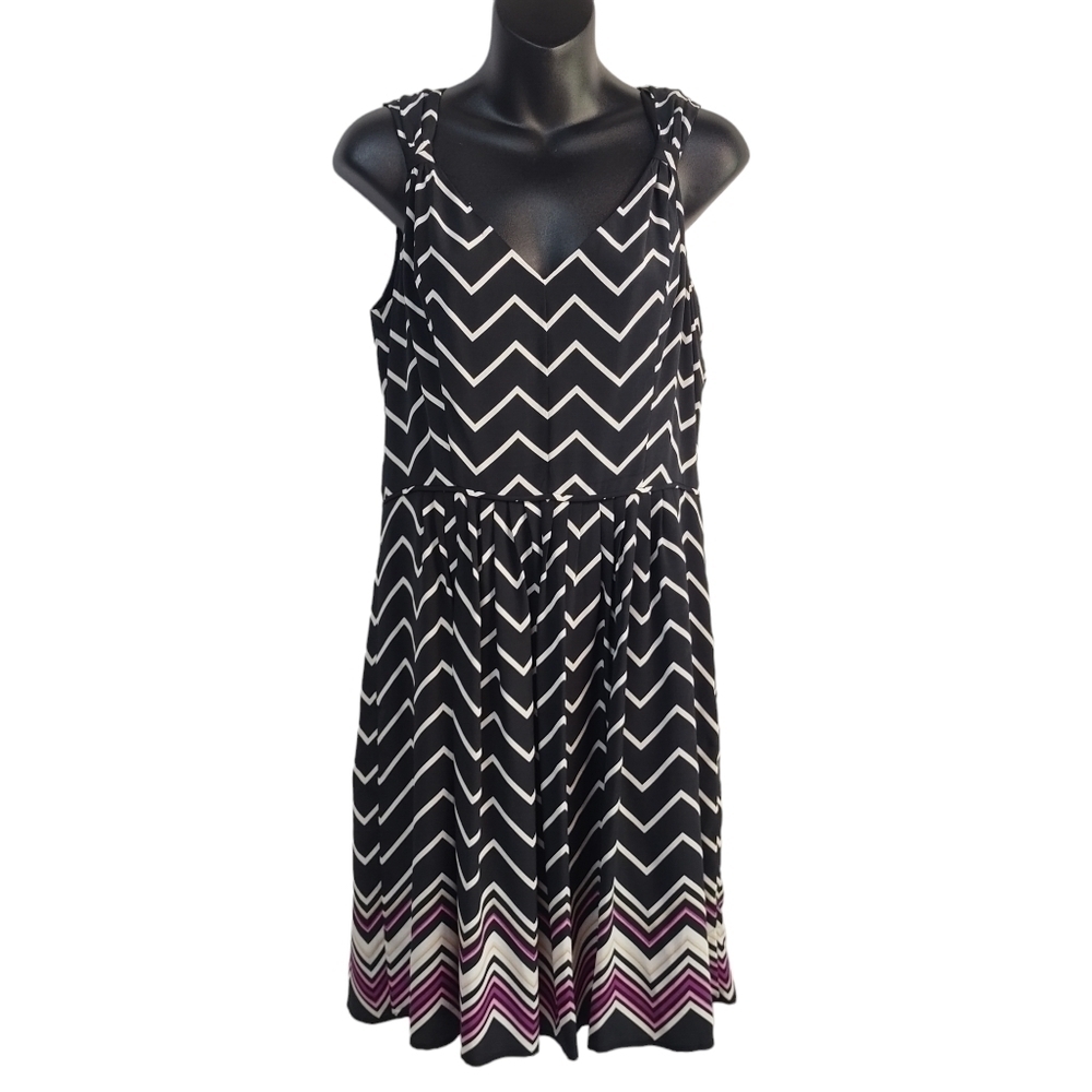 White House Black Market Women's Silk Zig Zag Sundress Size 8